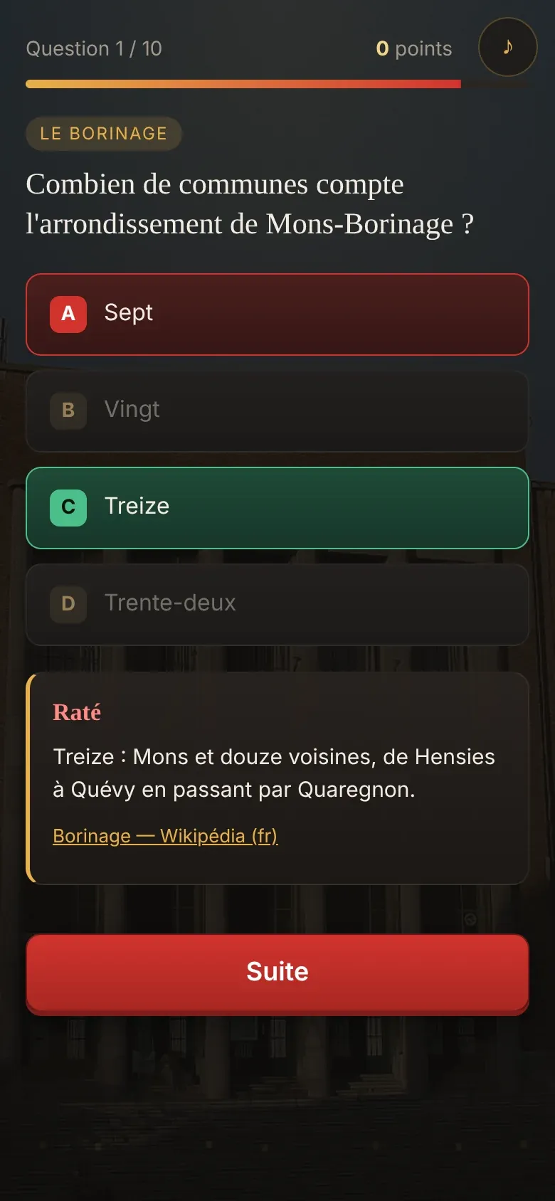 Capture de Le Quiz de Quaregnon sur téléphone