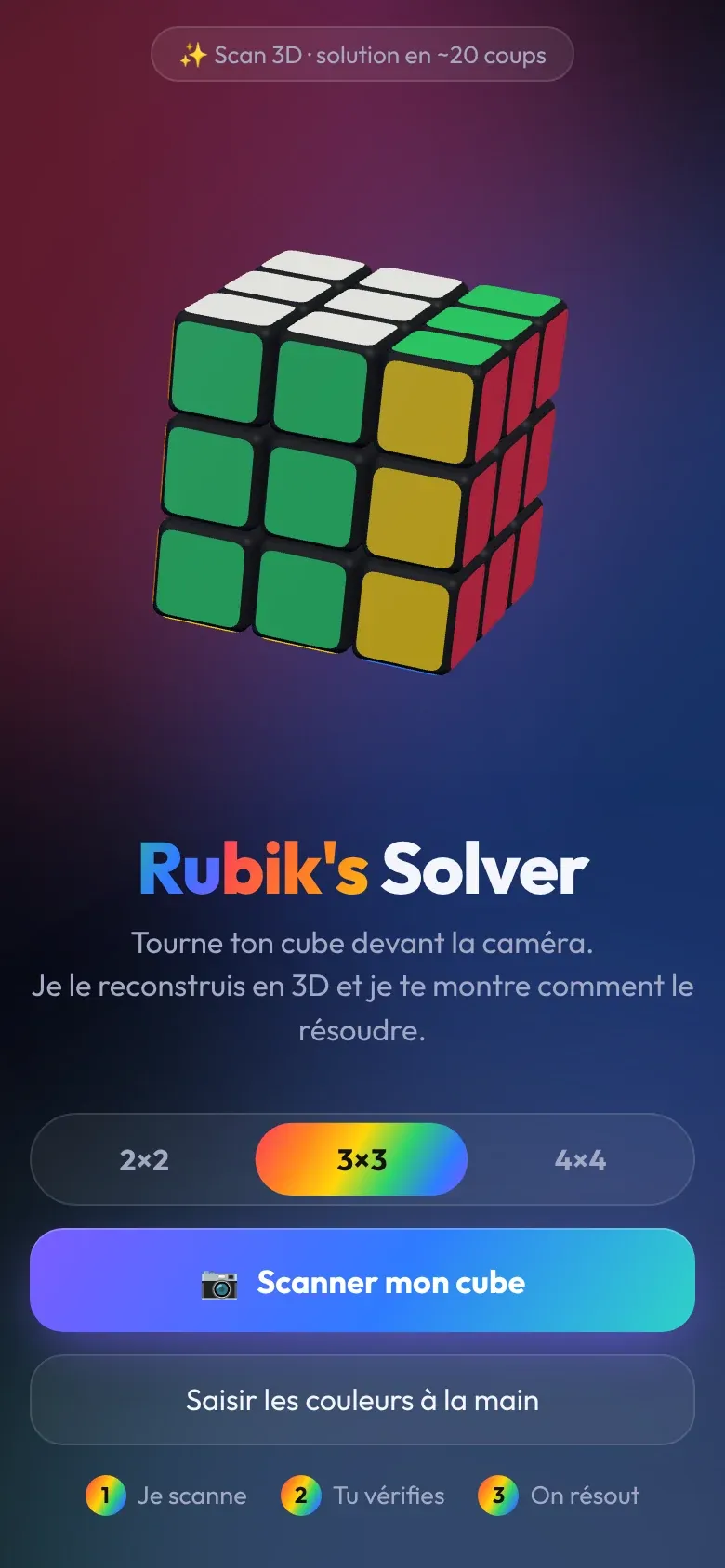 Screenshot of Rubik's Solver on a phone