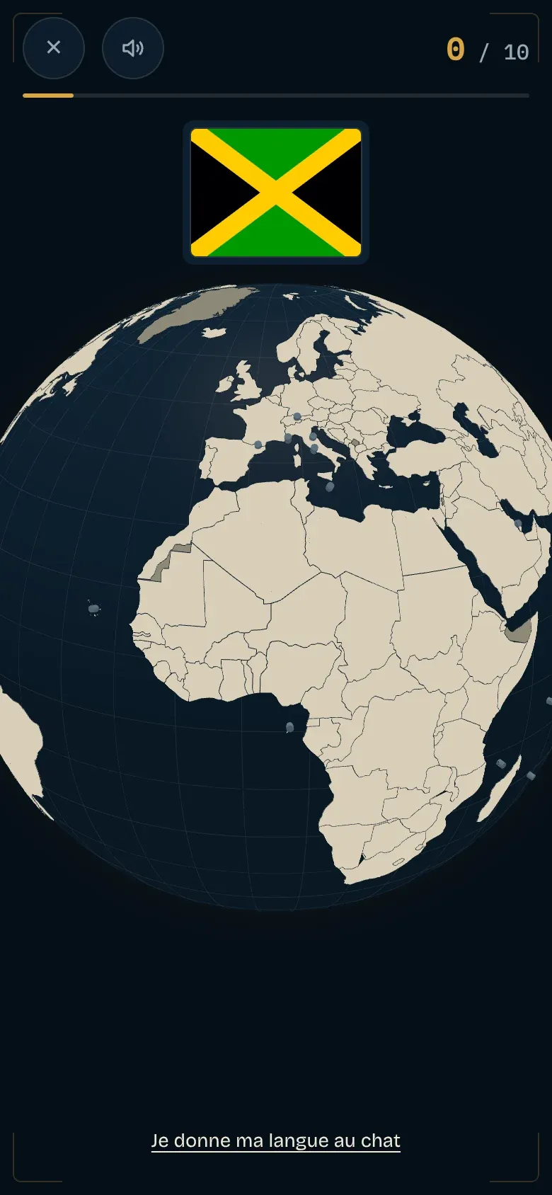 Screenshot of Worldgame on a phone