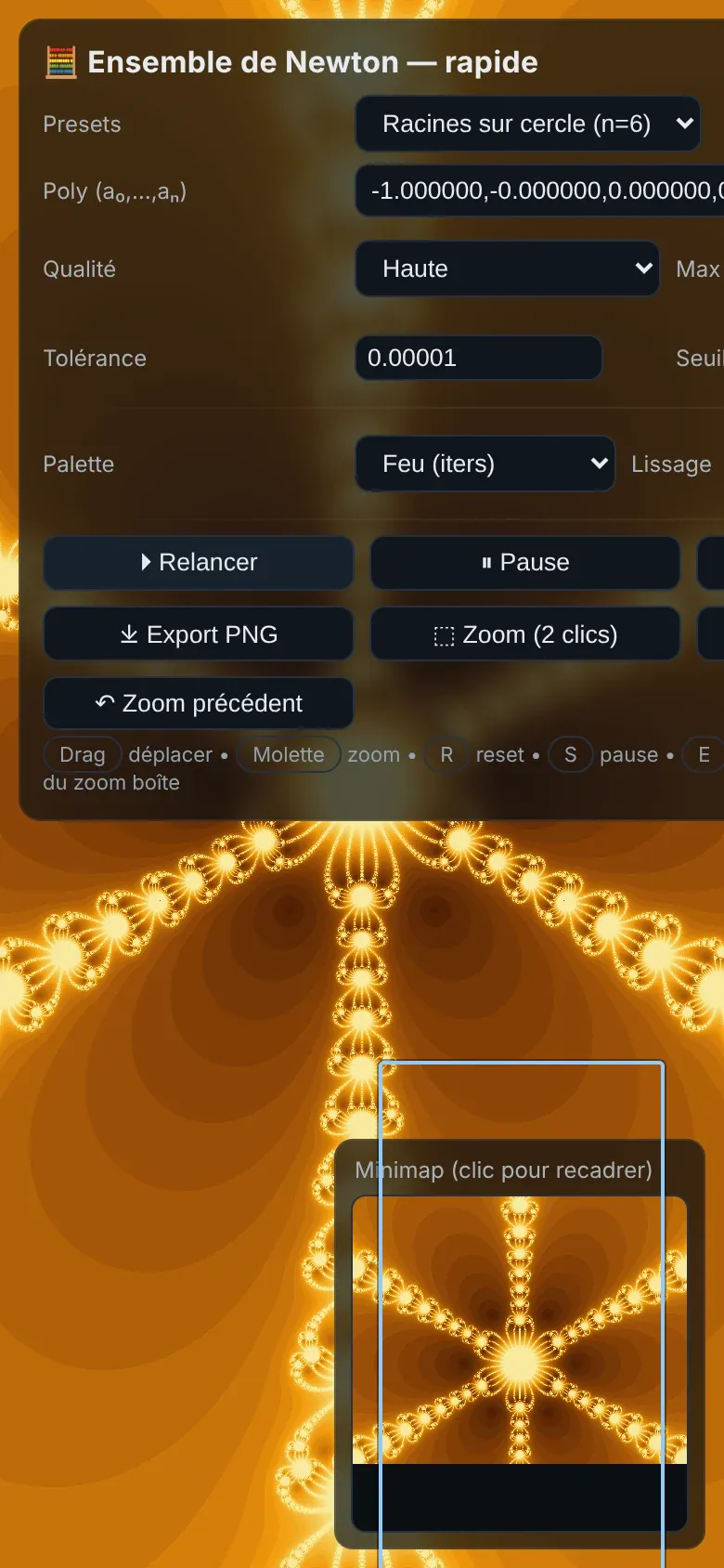 Screenshot of Fractales de Newton on a phone