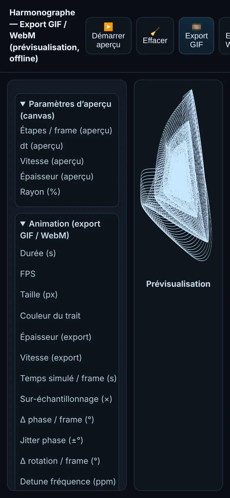 Capture de Harmonographe sur téléphone