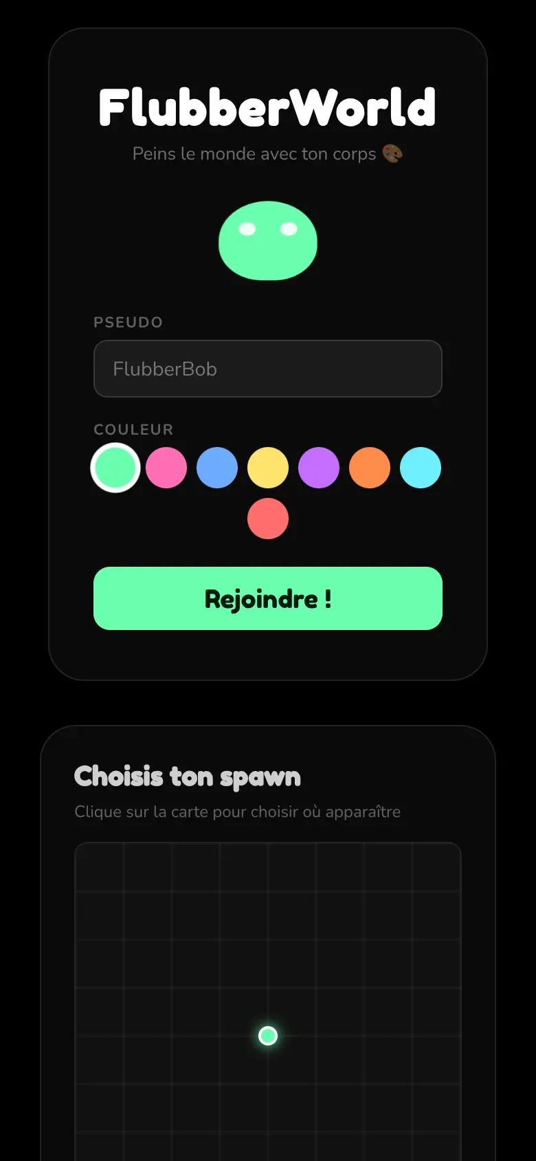Screenshot of FlubberWorld on a phone