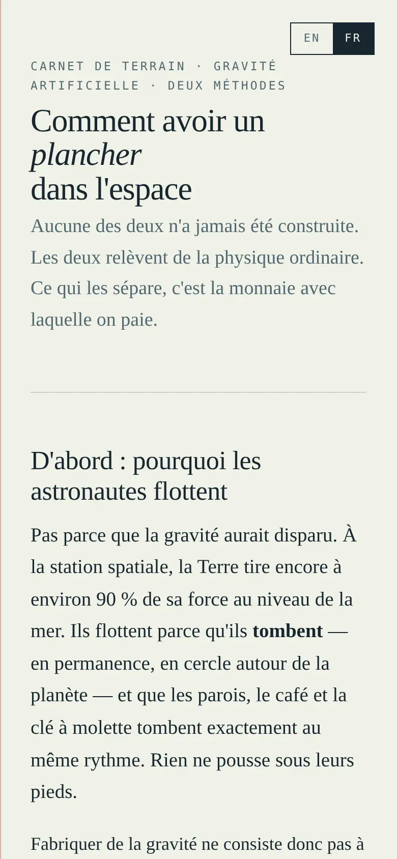 Capture de Comment avoir un plancher dans l'espace sur téléphone